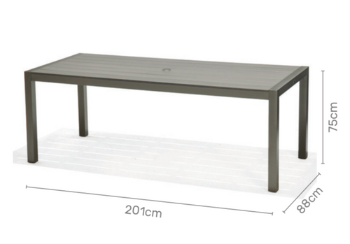 Mesa de exterior 200X88 de aluminio gris antracita Solana