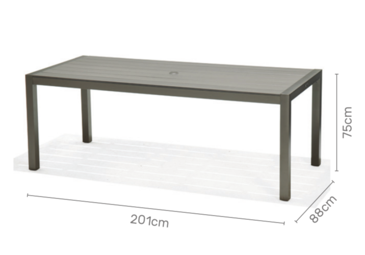 Mesa de exterior 201x88 de aluminio gris antracita Solana