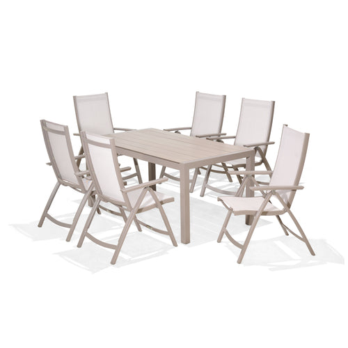 Conjunto comedor de exterior con sillas de posiciones 6p. gris Morella