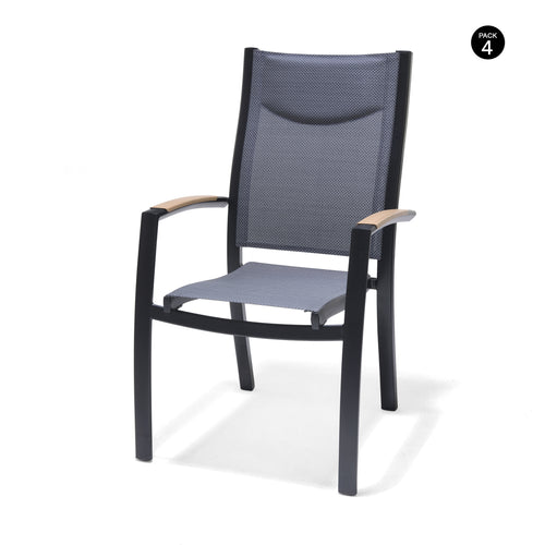 Pack de 4 sillas de aluminio negras Panama